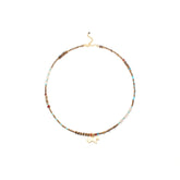 Equus Set  Beaded Horse Charm Pendant Necklace & Gold-Tone Choker